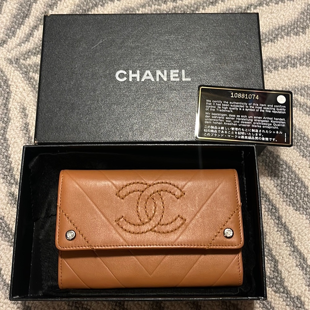 Authentic Chanel Card Wallet in camel
